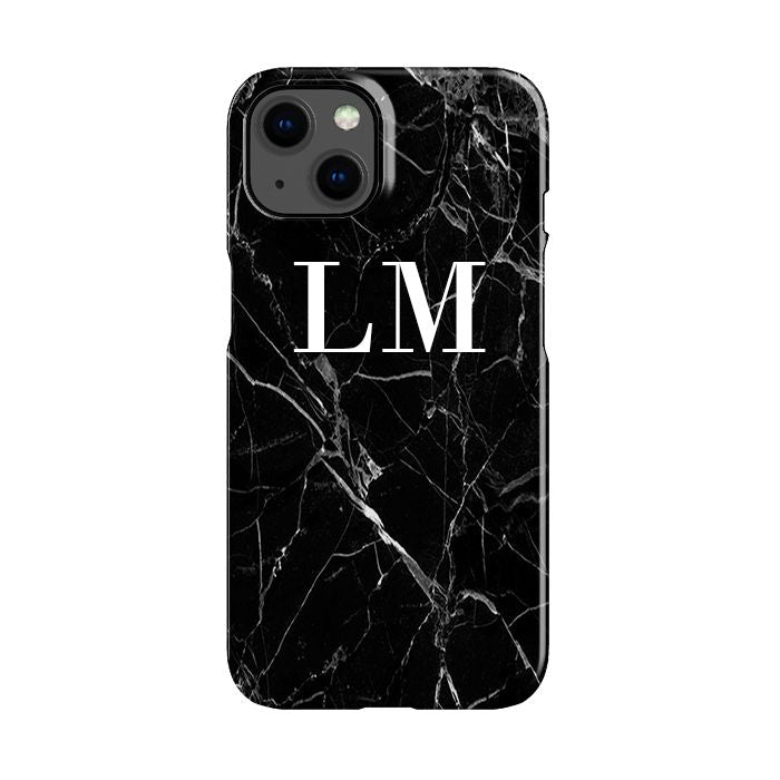 Personalised Black Marble Initials iPhone 13 Case