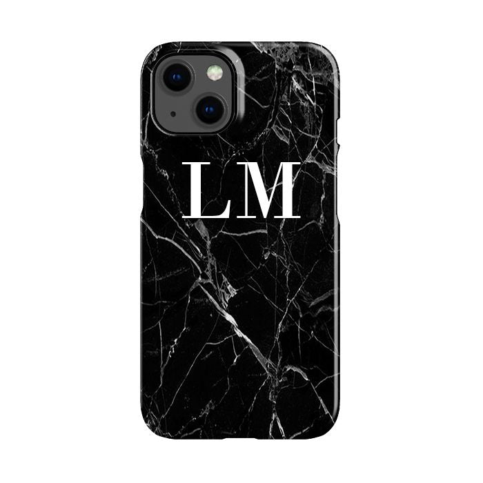 Personalised Black Marble Initials iPhone 14 Case