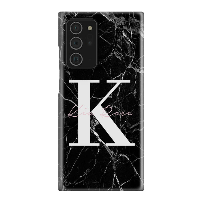 Personalised Black Marble Name Initials Samsung Galaxy Note 20 Ultra Case