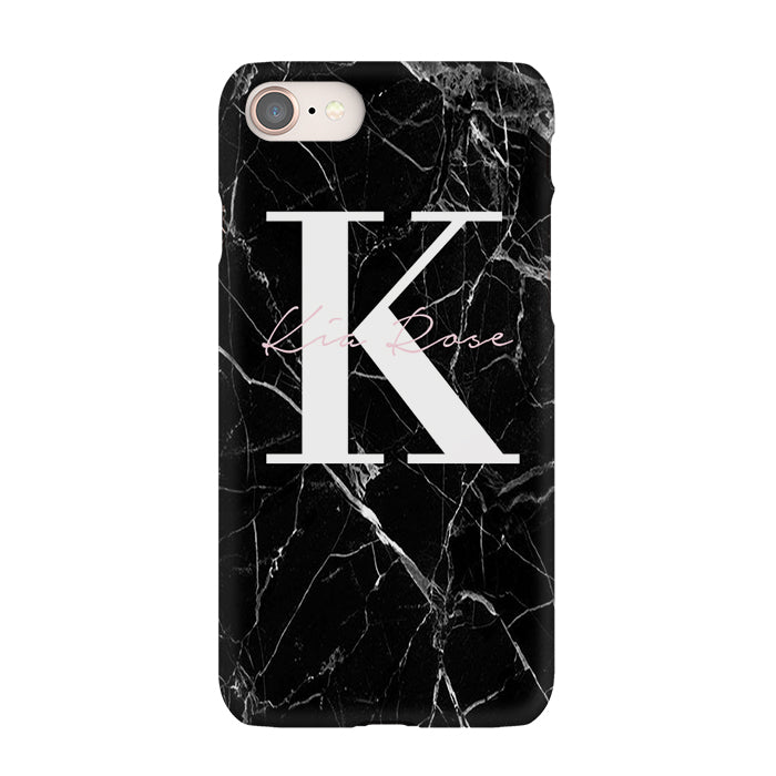 Personalised Black Marble Name Initials iPhone 8 Case