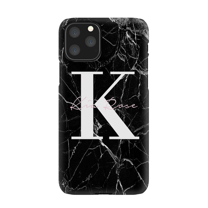 Personalised Black Marble Name Initials iPhone 11 Pro Max Case