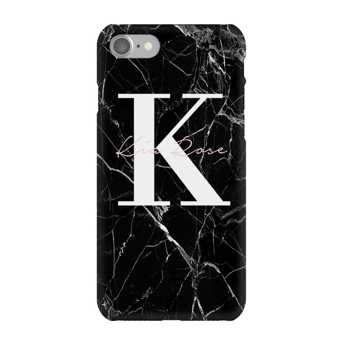 Personalised Black Marble Name Initials iPhone 7 Case