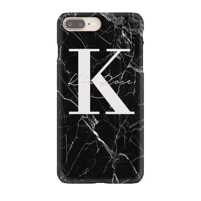 Personalised Black Marble Name Initials iPhone 8 Plus Case