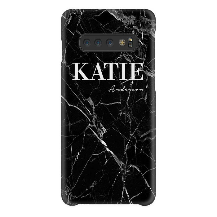 Personalised Black Marble Name Samsung Galaxy S10 Plus Case
