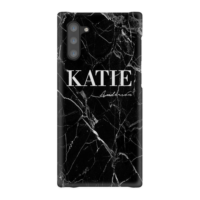 Personalised Black Marble Name Samsung Galaxy Note 10 Case