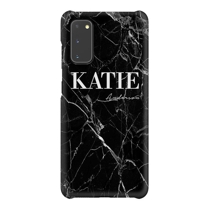 Personalised Black Marble Name Samsung Galaxy S20 Case
