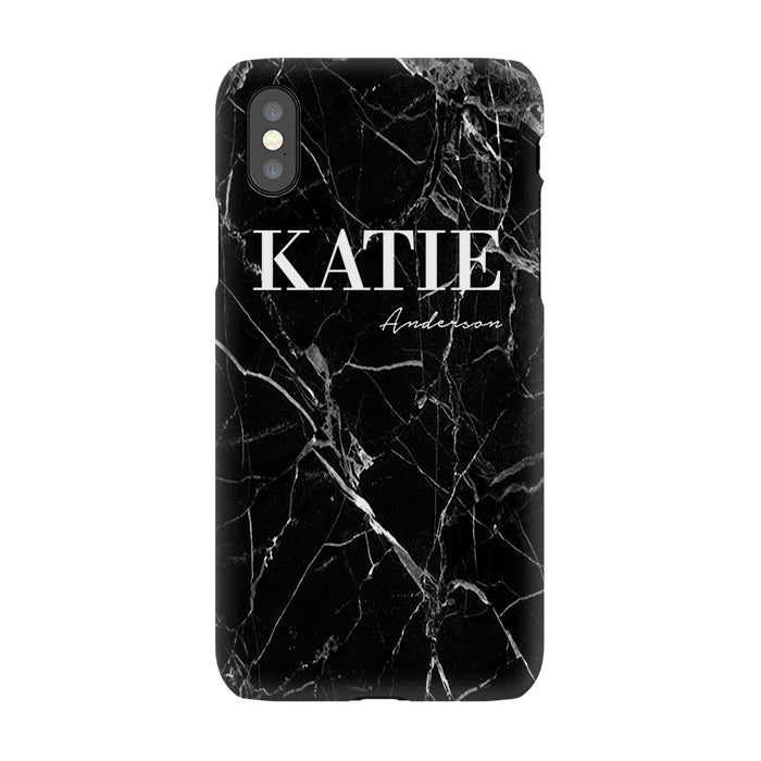 Personalised Black Marble Name iPhone X Case
