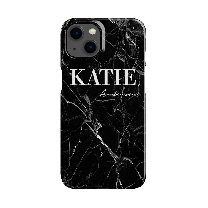 Personalised Black Marble Name iPhone 14 Plus Case