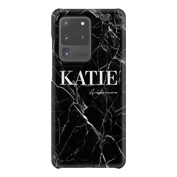 Personalised Black Marble Name Samsung Galaxy S20 Ultra Case