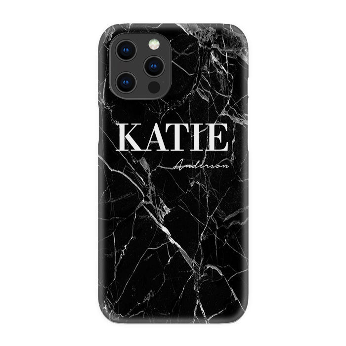 Personalised Black Marble Name iPhone 12 Pro Case
