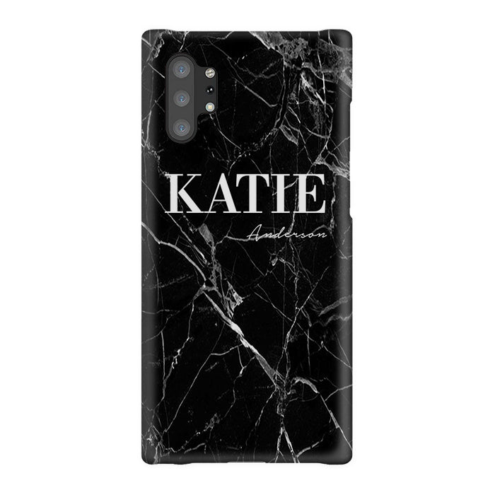 Personalised Black Marble Name Samsung Galaxy Note 10+ Case