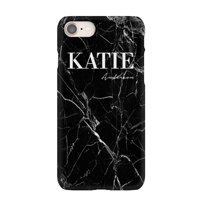 Personalised Black Marble Name iPhone SE Case