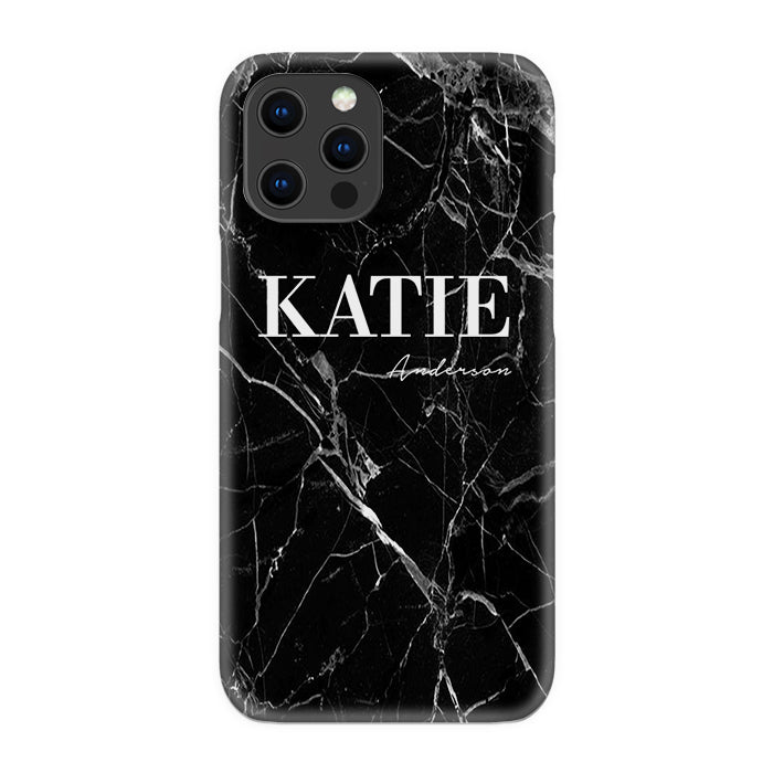 Personalised Black Marble Name iPhone 14 Pro Case