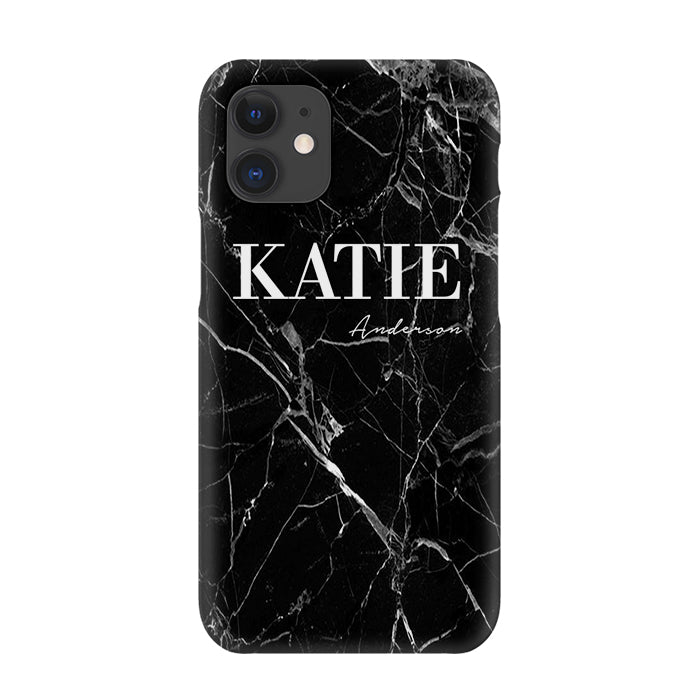 Personalised Black Marble Name iPhone 12 Case
