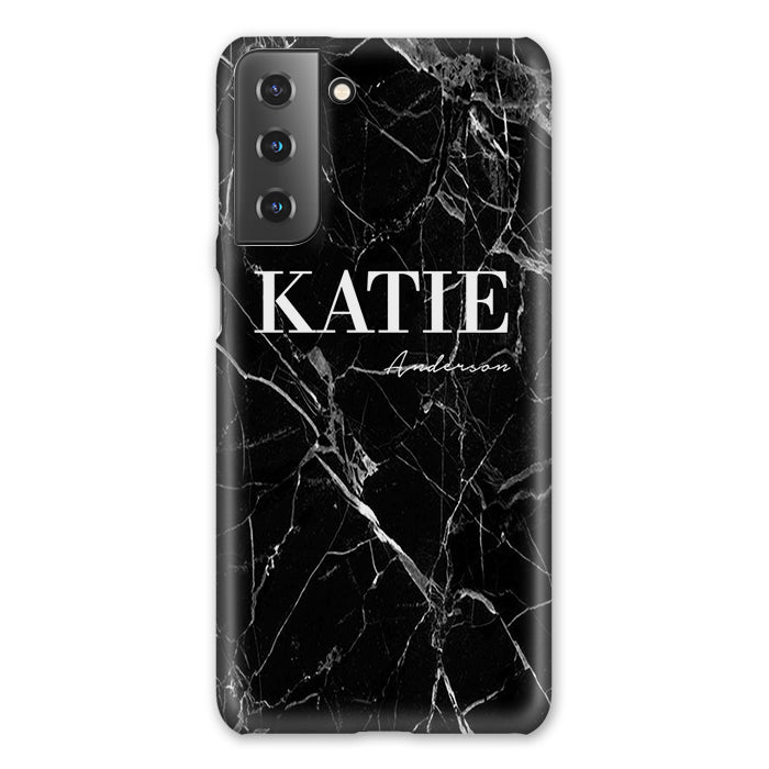 Personalised Black Marble Name Samsung Galaxy S21 Plus Case