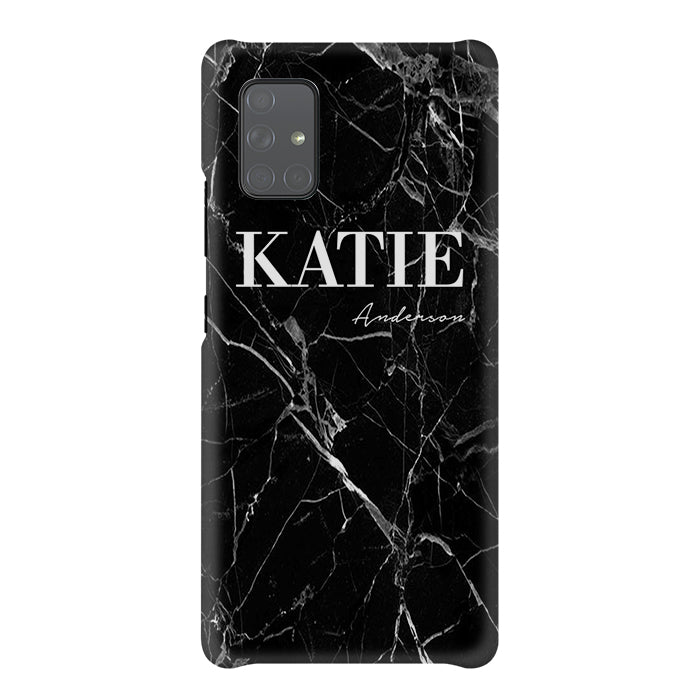 Personalised Black Marble Name Samsung Galaxy A71 Case