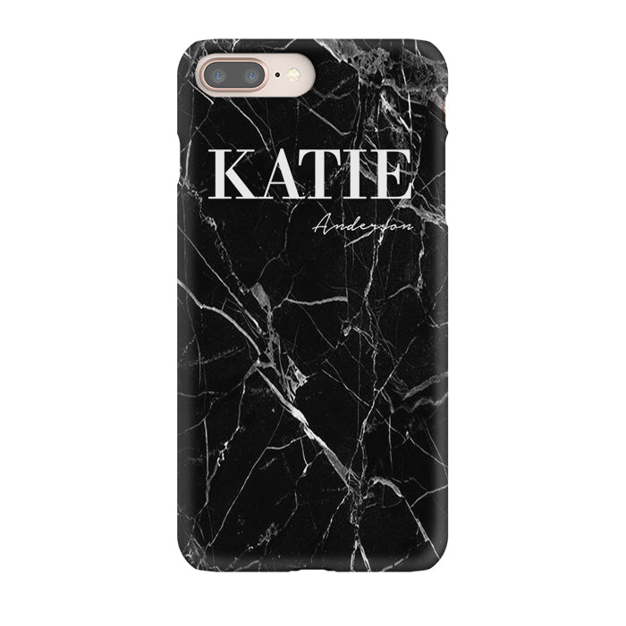 Personalised Black Marble Name iPhone 8 Plus Case