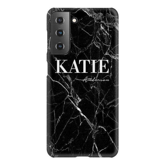 Personalised Black Marble Name Samsung Galaxy S22 Plus Case