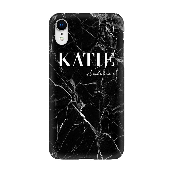 Personalised Black Marble Name iPhone XR Case