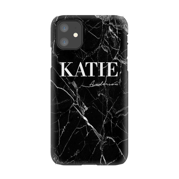 Personalised Black Marble Name iPhone 11 Case