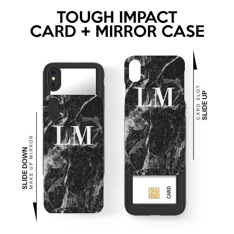 Personalised Black Stone Marble Initials iPhone 12 Mini Case