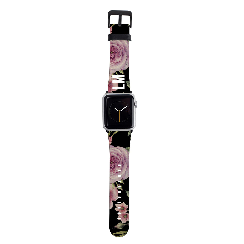 Personalised Black Floral Blossom Apple Watch Strap
