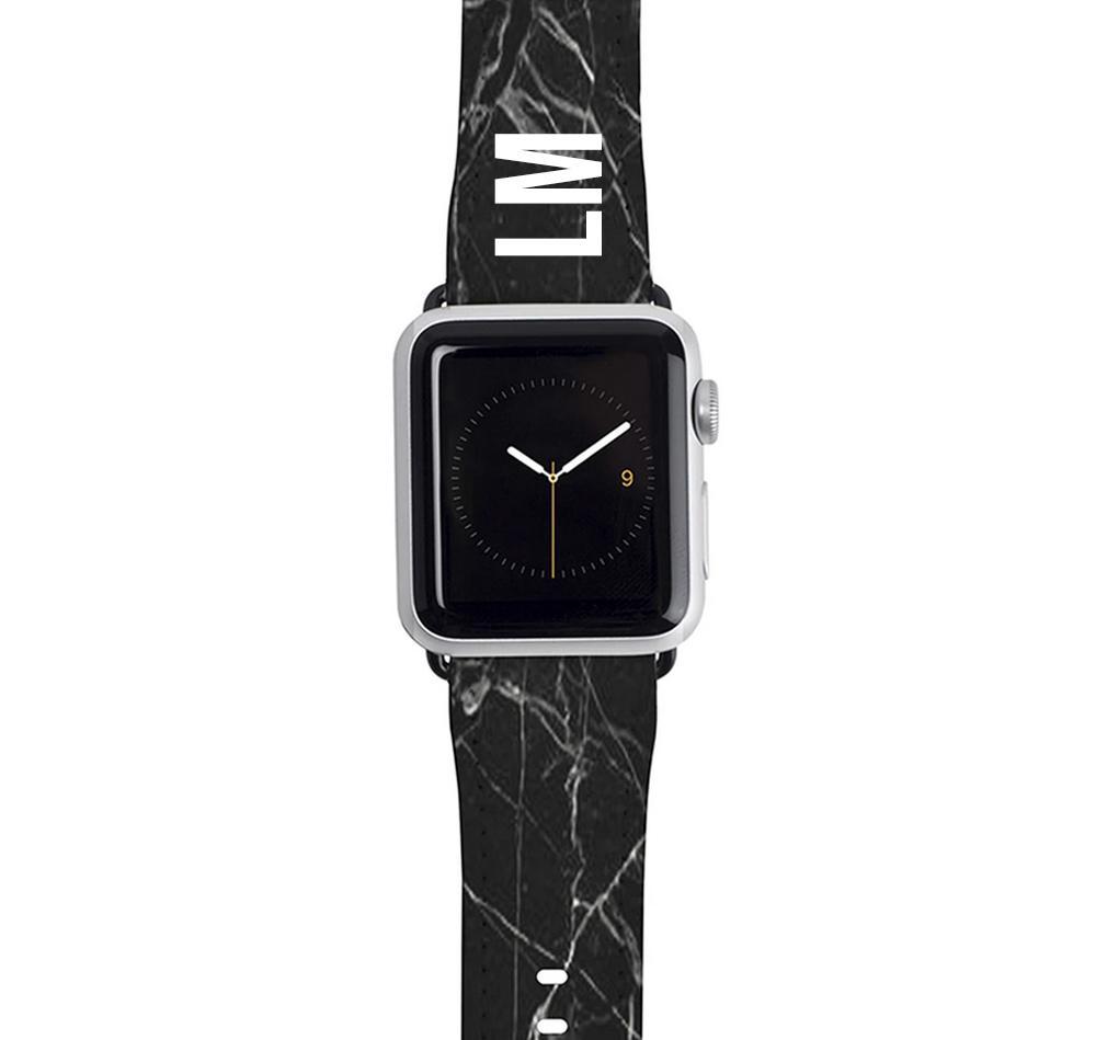 Personalised Black Marble Apple Watch Strap