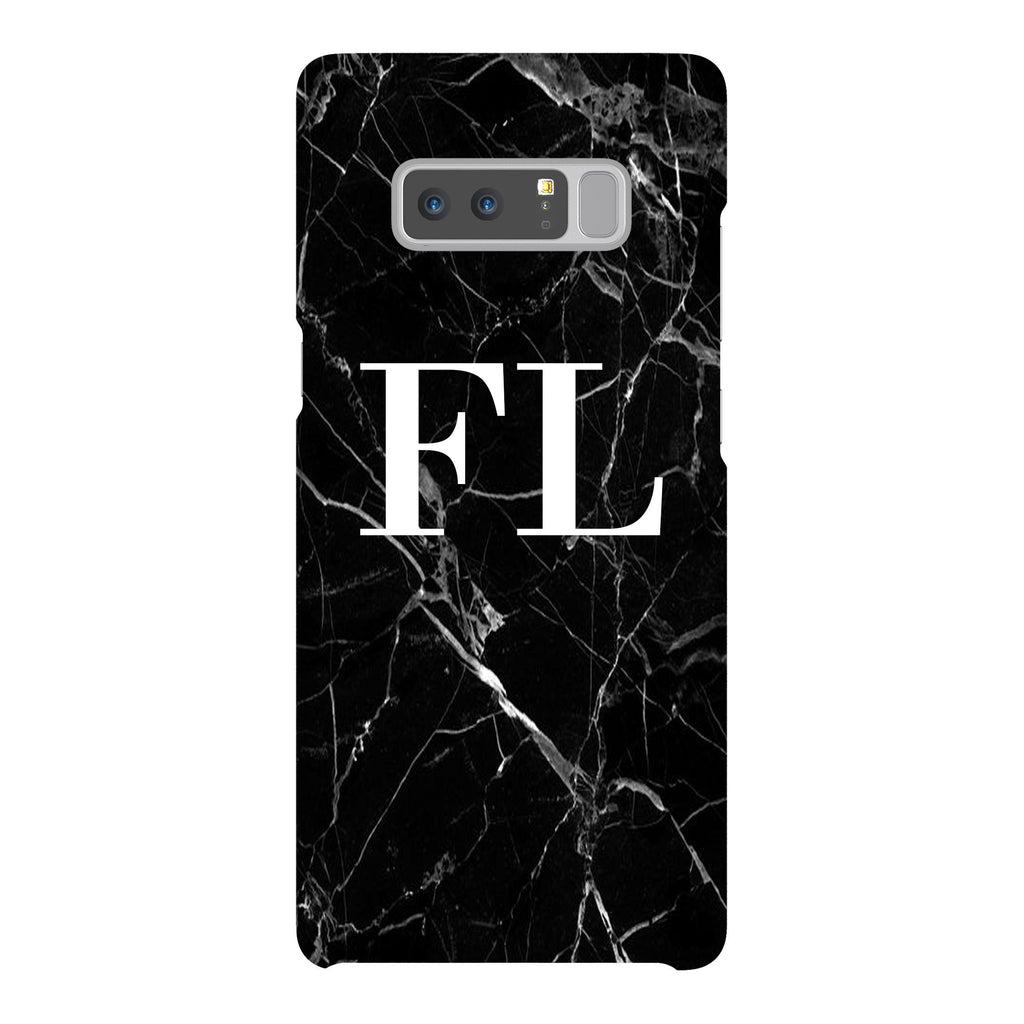 Personalised Black Marble Initials Samsung Galaxy Note 8 Case