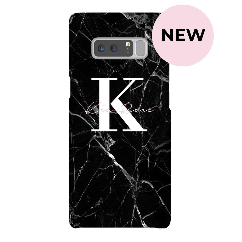 Personalised Black Marble Name Initials Samsung Galaxy Note 8 Case