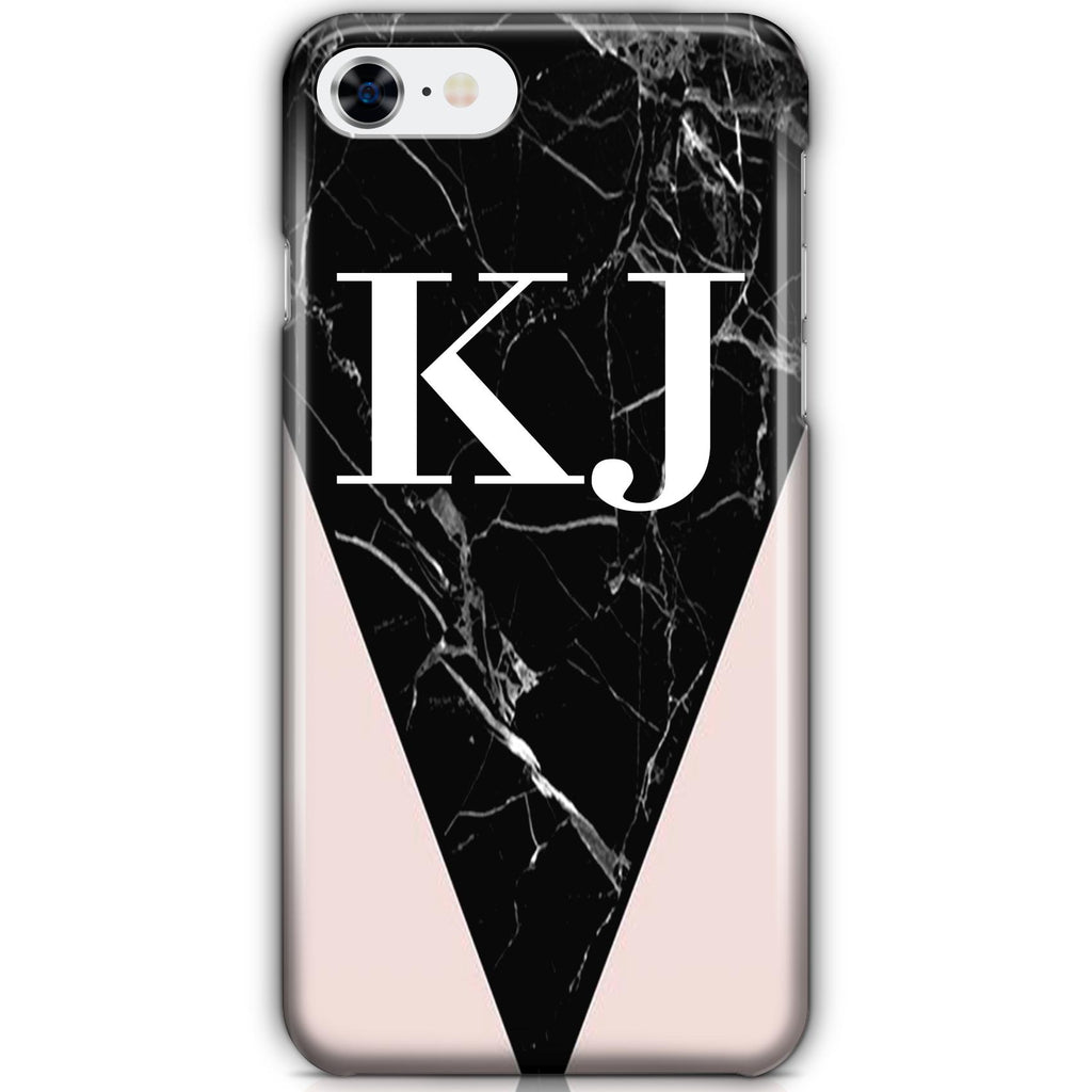 Personalised Pink x Black Marble Contrast iPhone SE Case