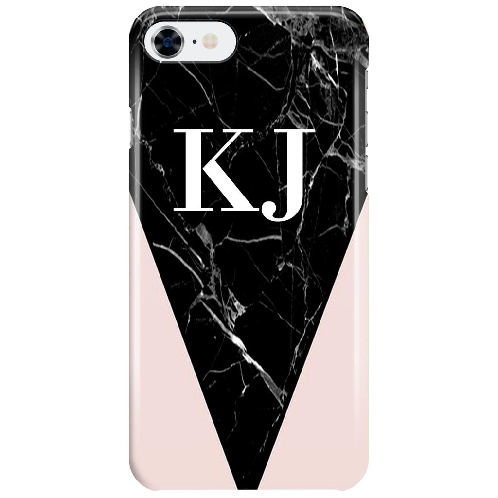 Personalised Pink x Black Marble Contrast iPhone 7 Case