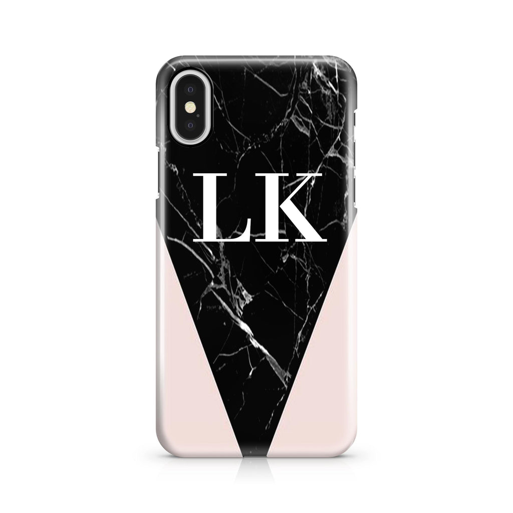 Personalised Pink x Black Marble Contrast iPhone X Case