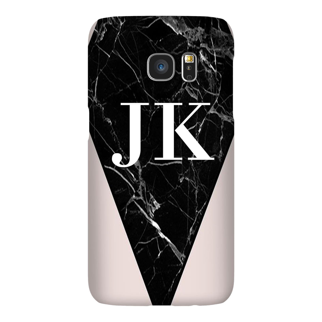 Personalised Pink x Black Marble Contrast Samsung Galaxy S7 Case
