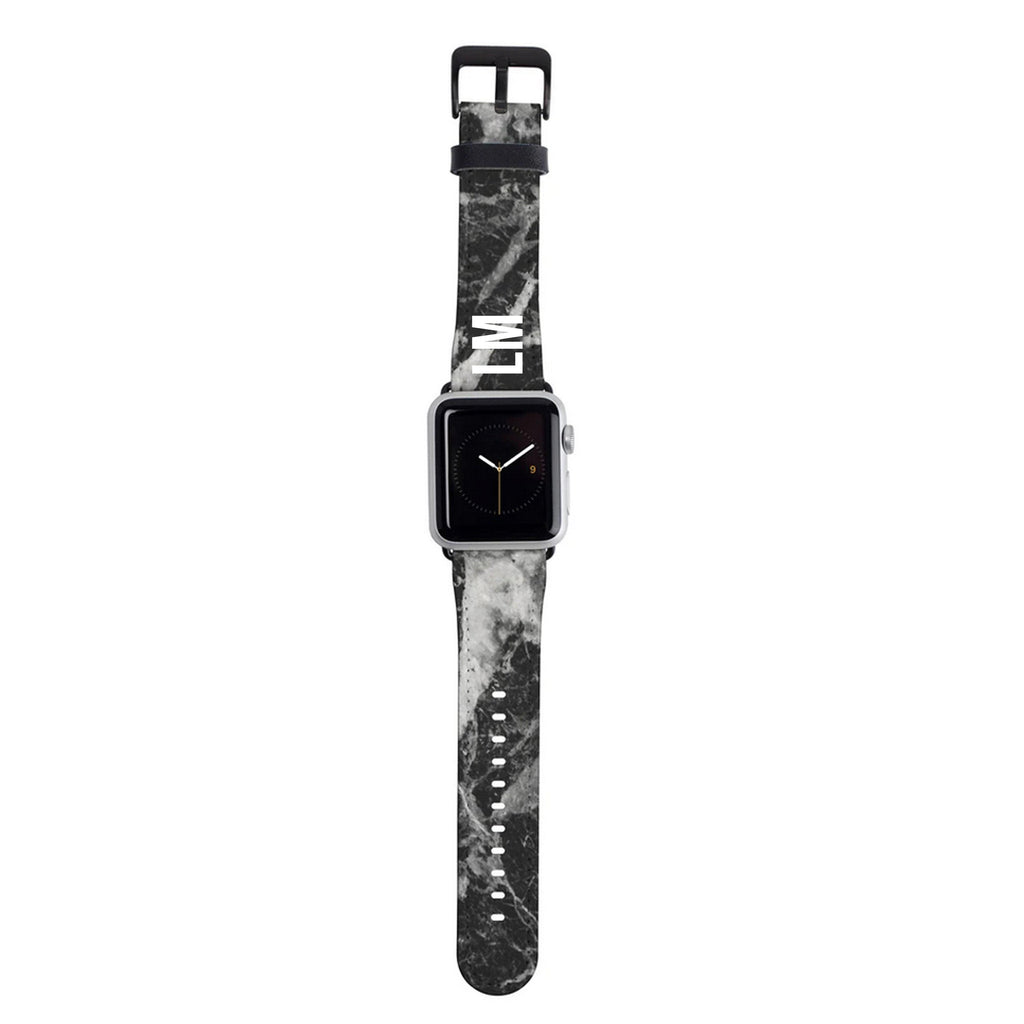 Personalised Black Stone Marble Apple Watch Strap