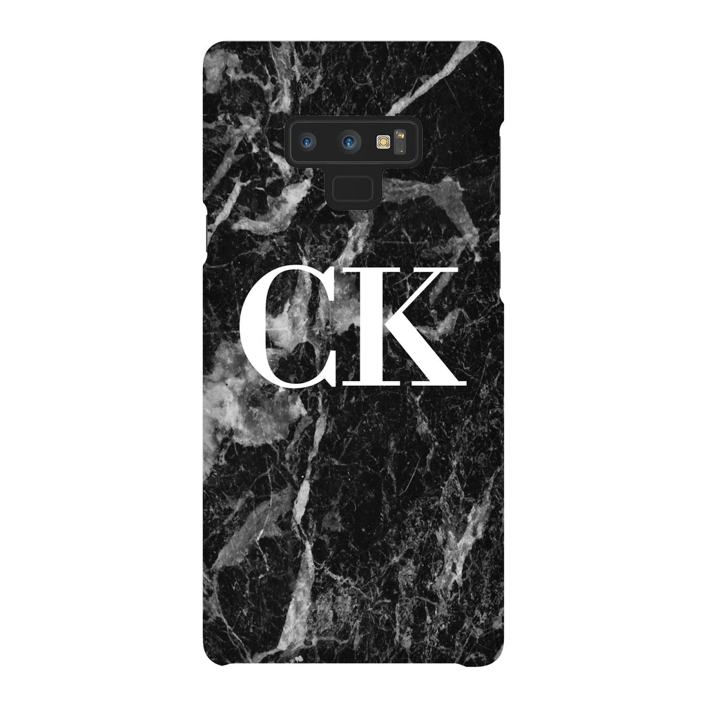 Personalised Black Stone Marble Initials Samsung Galaxy Note 9 Case