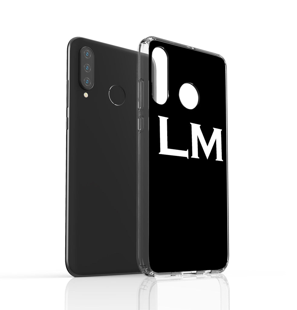 Personalised Black x White Top Initials Huawei P30 Lite Case