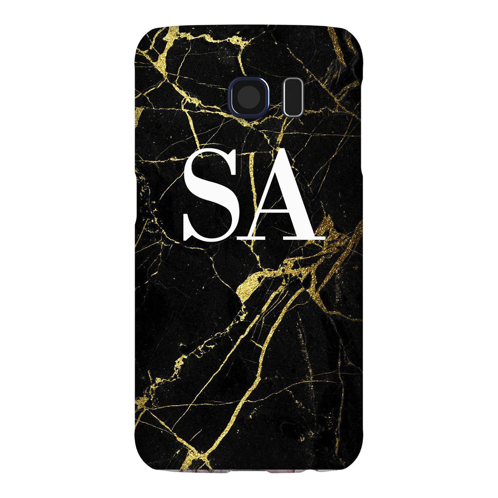 Personalised Black x Gold Marble Initials Samsung Galaxy S6 Case