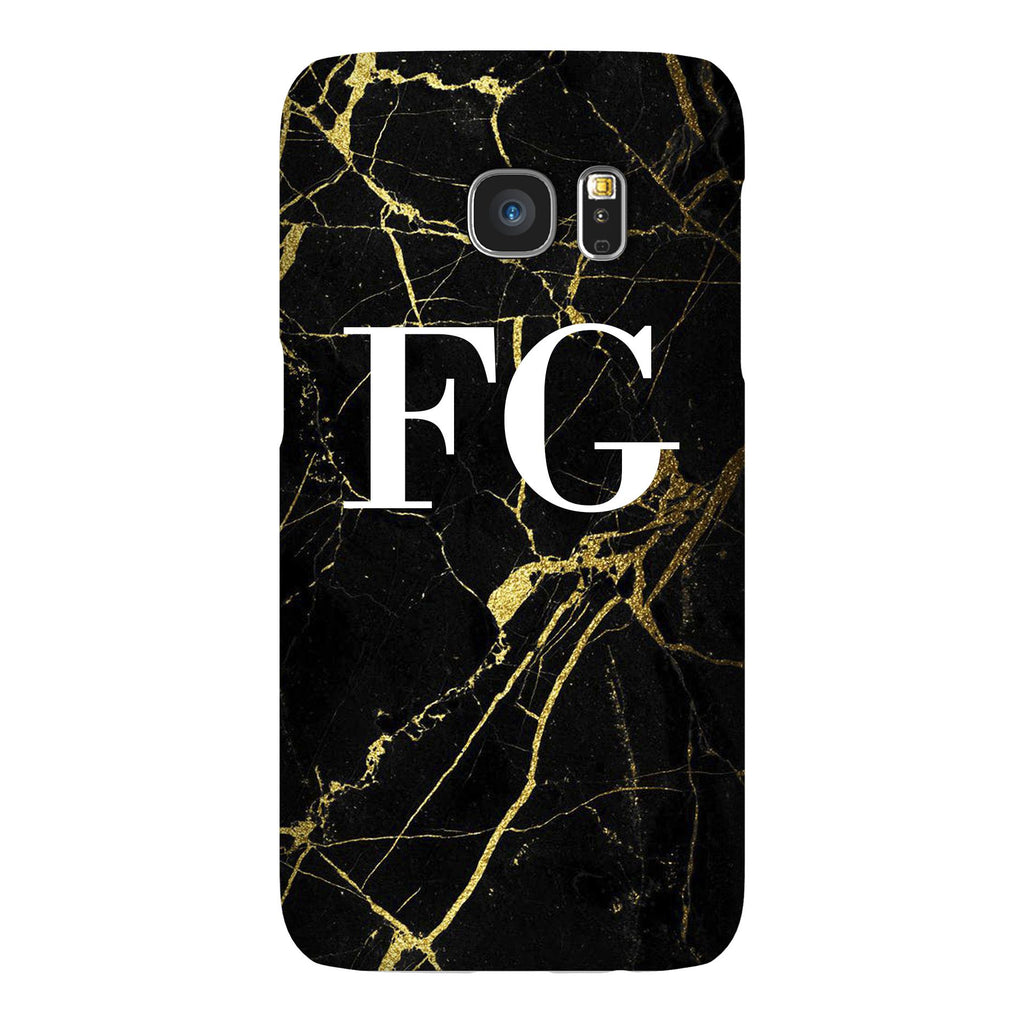 Personalised Black x Gold Marble Initials Samsung Galaxy S7 Edge Case