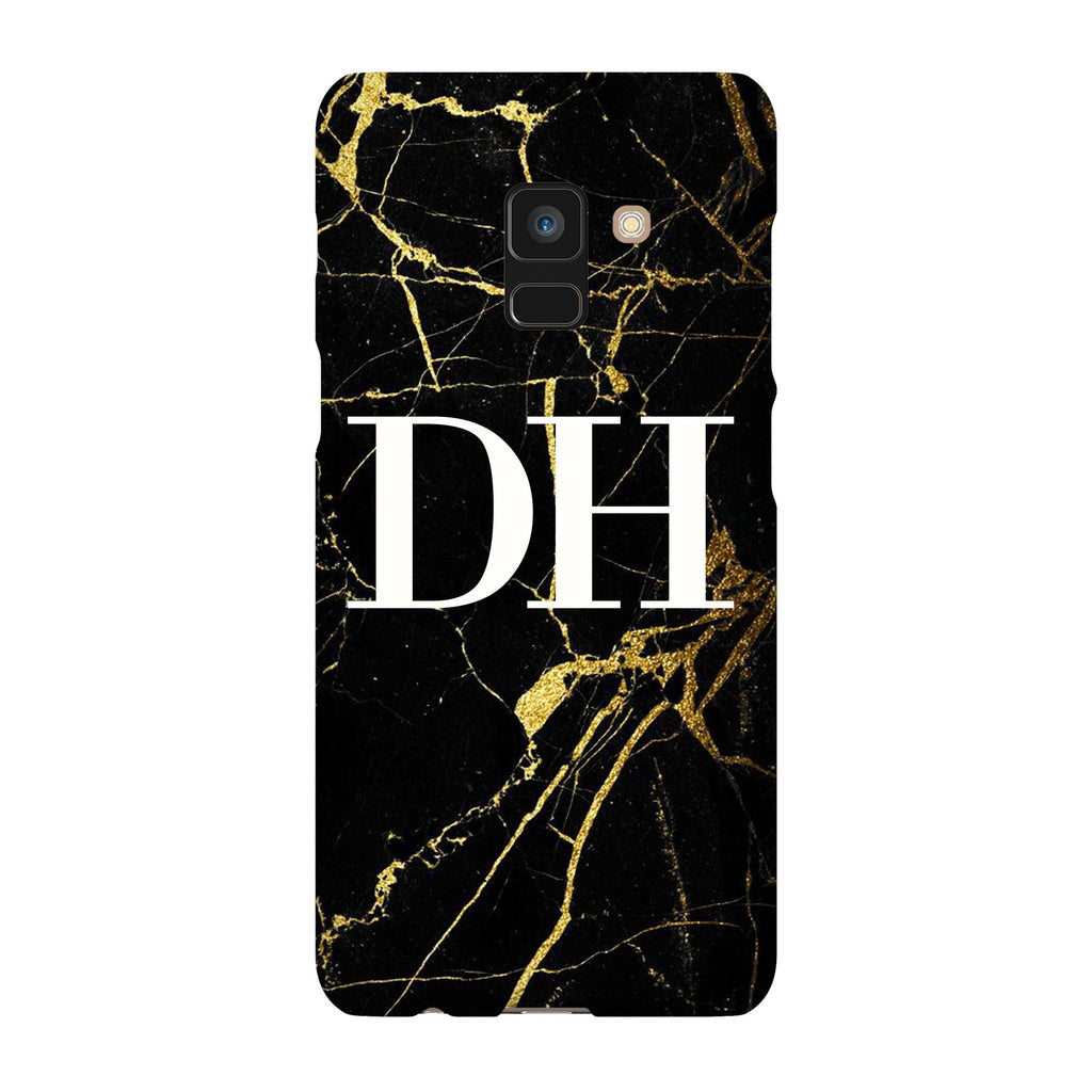 Personalised Black x Gold Marble Initials Samsung Galaxy A8 Case