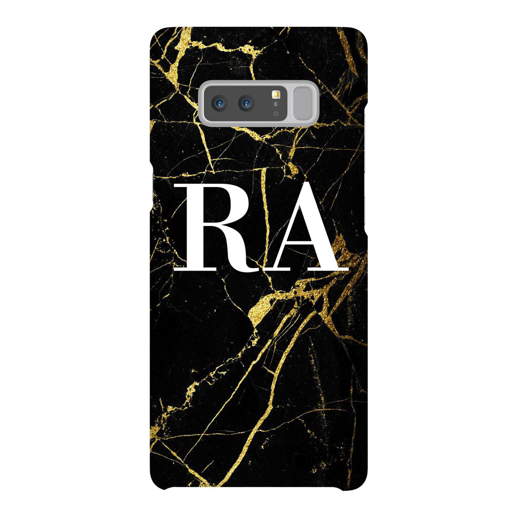 Personalised Black x Gold Marble Initials Samsung Galaxy Note 8 Case