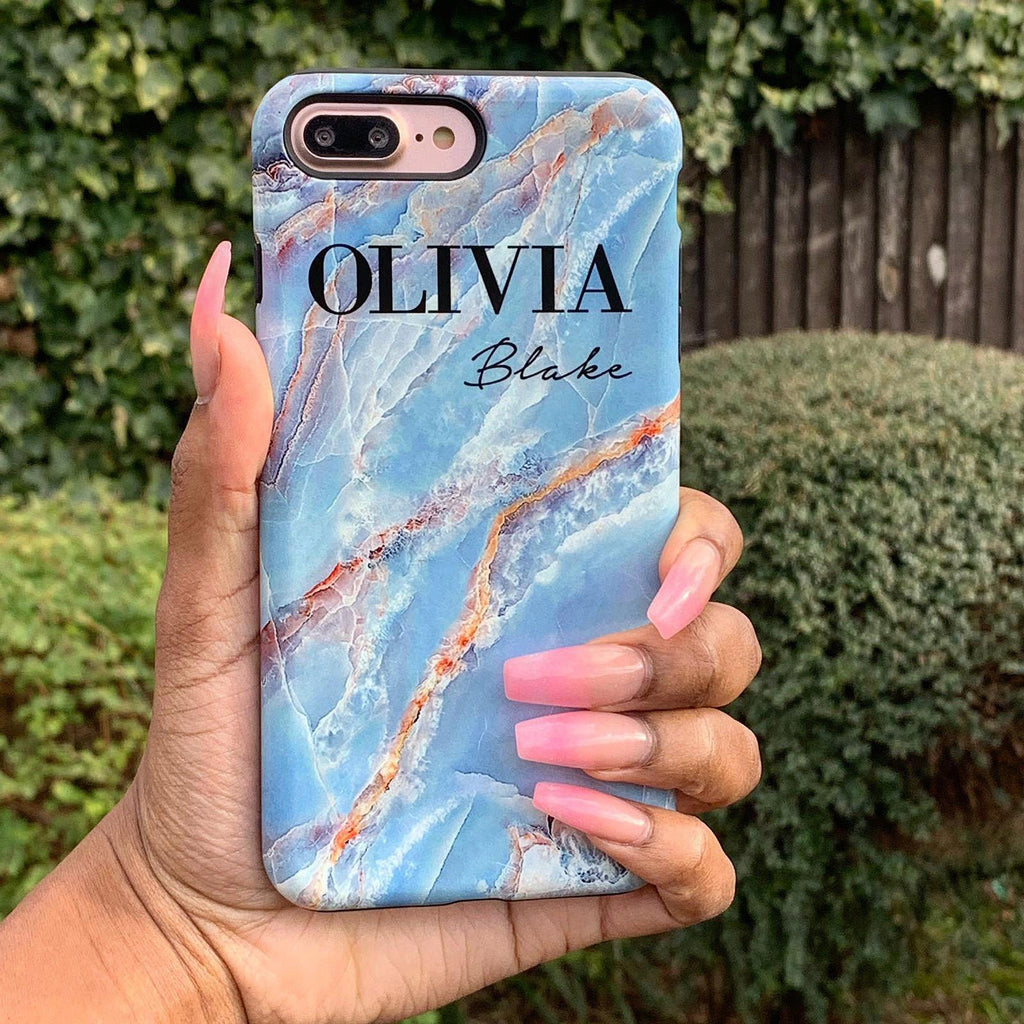 Personalised Ocean Marble Name iPhone 8 Plus Case