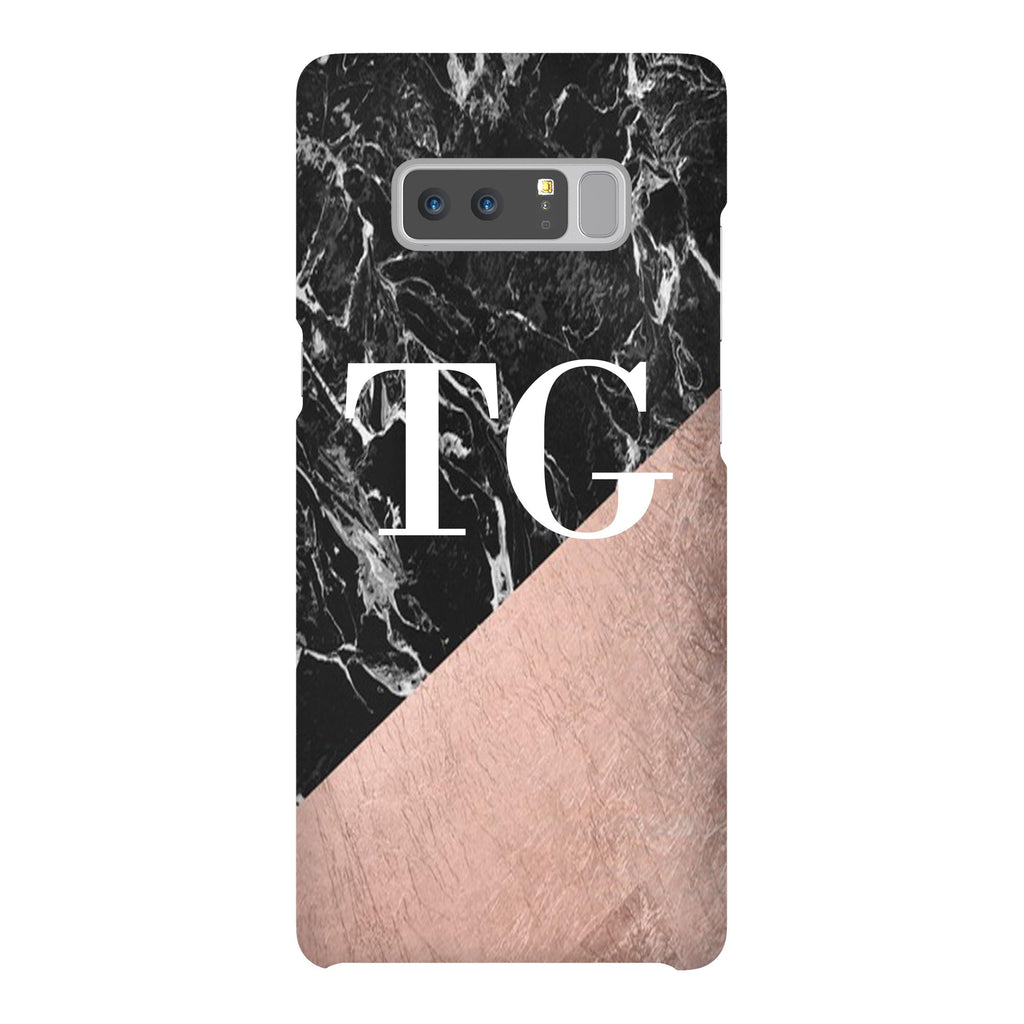 Personalised Black x Rose Gold Marble Initials Samsung Galaxy Note 8 Case