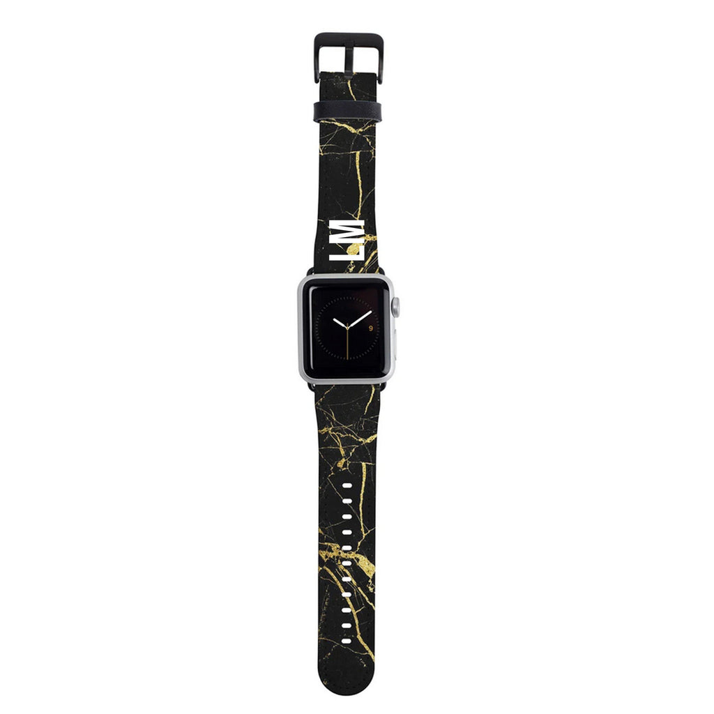 Personalised Black x Gold Marble Apple Watch Strap