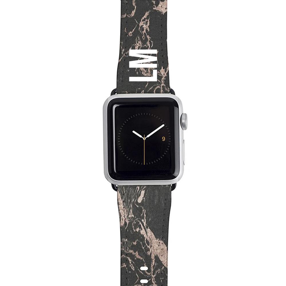 Personalised Black x Pink Marble Apple Watch Strap