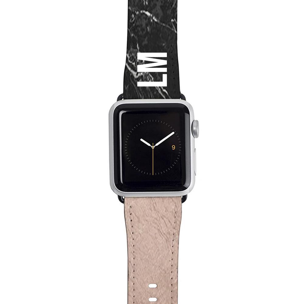 Personalised Black x Rose Gold Marble Apple Watch Strap