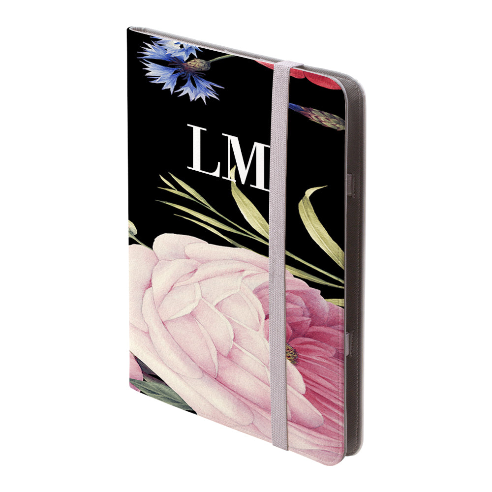 Personalised Black Floral Blossom Initials iPad Pro Case