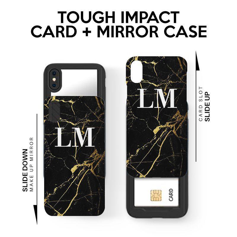 Personalised Black x Gold Marble Initials iPhone 12 Mini Case