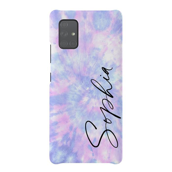 Personalised Blue Tie Dye Name Samsung Galaxy A71 Case