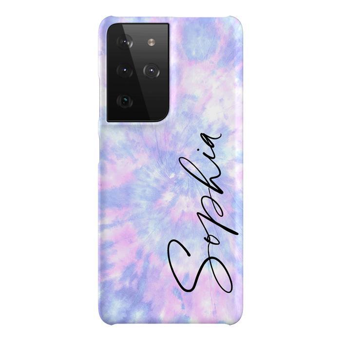 Personalised Blue Tie Dye Name Samsung Galaxy S21 Ultra Case