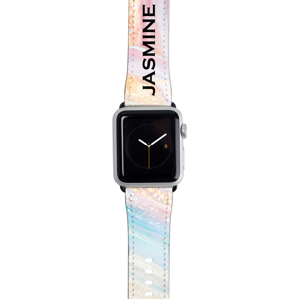 Personalised Blush Marble Name Name Apple Watch Strap